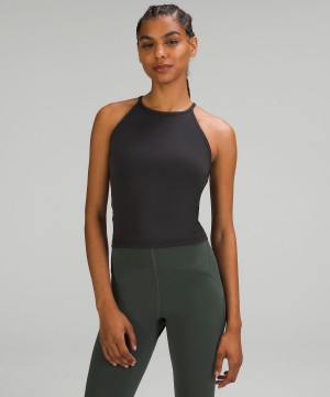 Black Lululemon Lightweight High-Neck Yoga Women Tank Top | NZ_LuLu68695