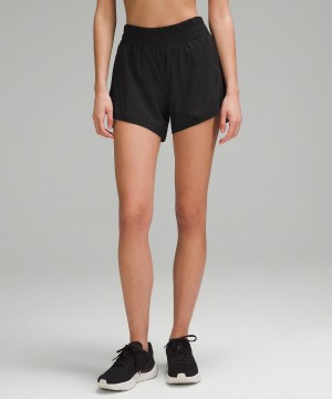 Black Lululemon Track That Mid-Rise Lined 5" Women Shorts | NZ_LuLu59336