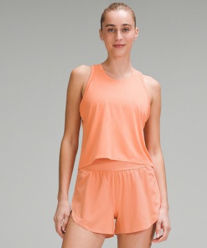 Coral Lululemon Fast and Free Race Length Women Shirts | NZ_LuLu99514