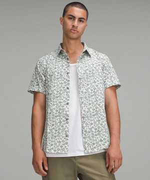 Flower Grey Multicolor Lululemon Airing Easy Short-Sleeve Men Button Down Shirts | NZ_LuLu25529