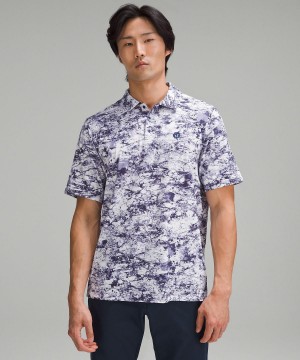 Grey Multicolor Lululemon Logo Sport Polo Short Sleeve Men Shirts | NZ_LuLu22365