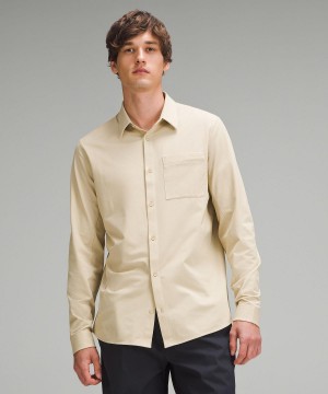 Khaki Lululemon Commission Men Long Sleeve Shirts | NZ_LuLu33212