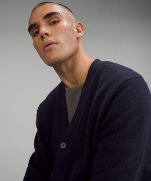 Navy Lululemon Merino Wool-Blend Cardigan Men Sweaters | NZ_LuLu13058