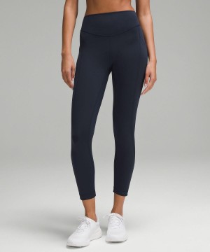 Navy Lululemon Wunder Under SmoothCover Tight with Pockets 25" Women Leggings | NZ_LuLu41577