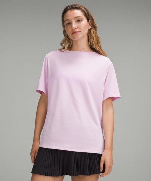 Pink Lululemon Relaxed-Fit Boatneck Women T Shirts | NZ_LuLu40968