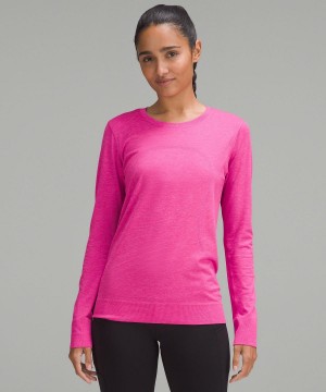 Pink Lululemon Swiftly Relaxed Long-Sleeve Women Shirts | NZ_LuLu38216