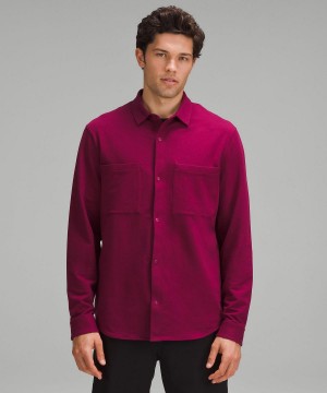 Red Lululemon Soft Knit Overshirt Men Long Sleeve Shirts | NZ_LuLu86268