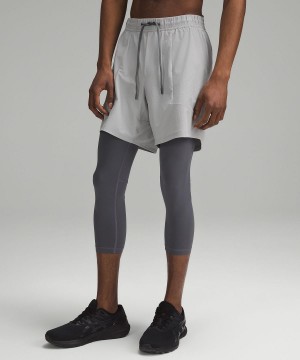 Silver Lululemon License to Train 2-in-1 Tight 21" Men Pants | NZ_LuLu85174