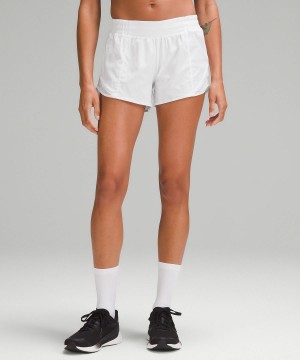 White Lululemon Hotty Hot Low-Rise Lined 4" Women Shorts | NZ_LuLu94015