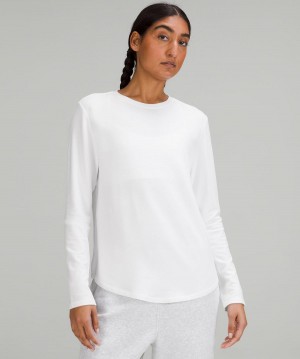 White Lululemon Love Modal Fleece Long-Sleeve Women T Shirts | NZ_LuLu66281