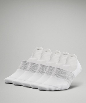 White / Grey Lululemon Power Stride No-Showwith Active Grip Women Socks | NZ_LuLu47770